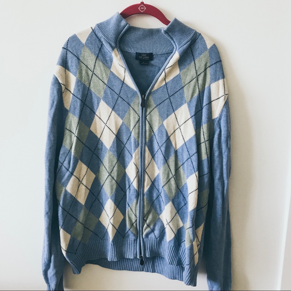 Men’s Brooks Brothers Argyle Zip Up Sweater